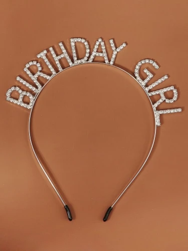 Dívčí čelenka birthday girl stříbrná