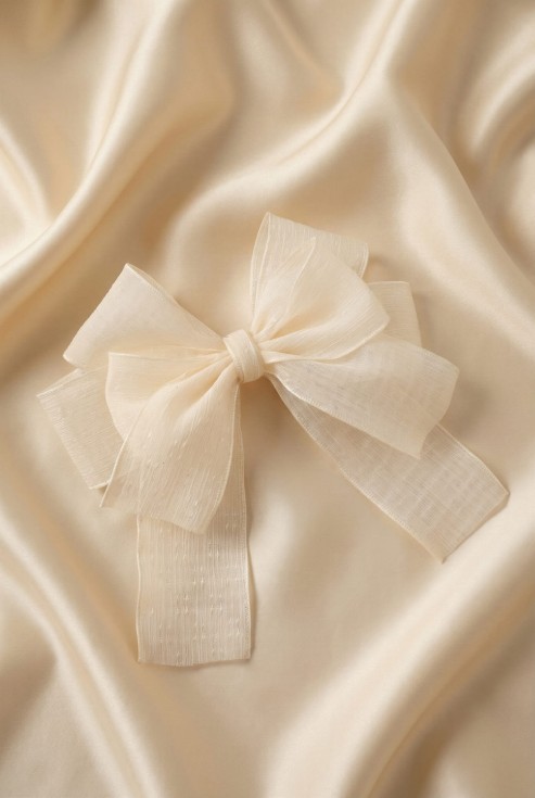 dětská spona do vlasů, mašličková spona, slavnostní doplněk do vlasů, krémová mašle do vlasů, dívčí vlasové doplňky, elegantní spona pro dívky, spona na oslavy a svátky