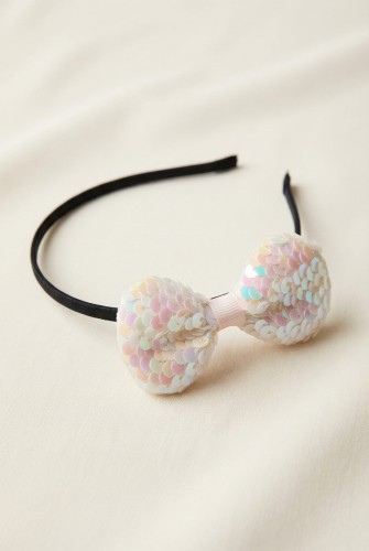 Čelenka mašle se flitry bílá