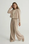 slavnostní dívčí komplet, sako a kalhoty pro dívky, dívčí oblečení ZOYA Fashion, elegantní dívčí komplet emi – sako a kalhoty béžová, hlavní pohled