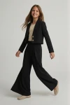 slavnostní dívčí komplet, sako a kalhoty pro dívky, dívčí oblečení ZOYA Fashion, elegantní dívčí komplet emi – sako a kalhoty černá, celkový pohled
