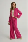 slavnostní dívčí komplet, sako a kalhoty pro dívky, dívčí oblečení ZOYA Fashion, elegantní dívčí komplet emi – sako a kalhoty fuchsiová, zadní pohled