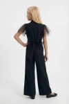 dívčí overal, elegantní overal pro dívky, dívčí jumpsuit ZOYA, elegantní dívčí overal blair černý s tylovými rukávy, detail