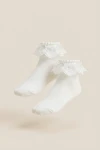 bílé elegantní dívčí ponožky boční pohled, ponožky na první přijímání, ZOYA Fashion